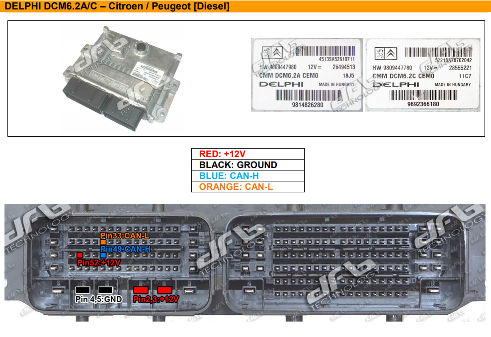 Way of ECUHELP KT200 clone DCM6.2C PSA in boot & JTAG mode - OBD2gate ...