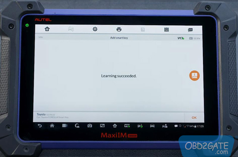 Follow the prompts on the Autel MaxiIM IM608 Pro 2 screen to perform key learning